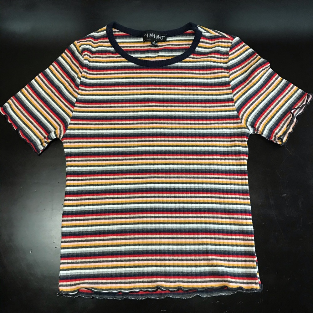 Timing: Stripped Ribbed Crop Top S